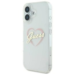 Oryginalne Etui IPHONE 16 PLUS Guess Hardcase IML Heart (GUHCP16MHCHGSPT) transparentne