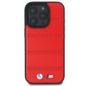 Oryginalne Etui IPHONE 16 PRO BMW Hardcase M Perforated & Stitched Line MagSafe (BMHMP16L23PUSPR) czerwone