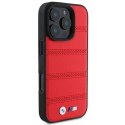 Oryginalne Etui IPHONE 16 PRO BMW Hardcase M Perforated & Stitched Line MagSafe (BMHMP16L23PUSPR) czerwone