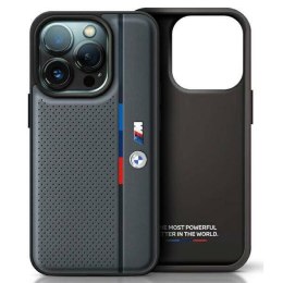 Oryginalne Etui IPHONE 16 PRO BMW Hardcase M Perforated Tricolor Detail Line (BMHCP16L23PUPVA) antracyt