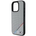 Oryginalne Etui IPHONE 16 PRO BMW Hardcase M Perforated Tricolor Line MagSafe (BMHMP16L23PUPDG) szare