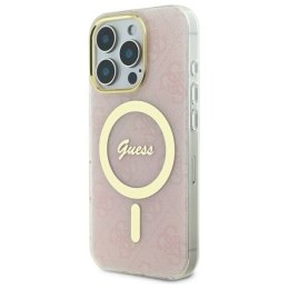 Oryginalne Etui IPHONE 16 PRO Guess Hardcase IML 4G MagSafe (GUHMP16LH4STP) różowe