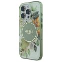 Oryginalne Etui IPHONE 16 PRO Guess Hardcase IML Flower & Tonal Circle MagSafe (GUHMP16LHFWBDCEN) zielone