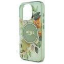 Oryginalne Etui IPHONE 16 PRO Guess Hardcase IML Flower & Tonal Circle MagSafe (GUHMP16LHFWBDCEN) zielone