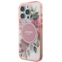 Oryginalne Etui IPHONE 16 PRO Guess Hardcase IML Flower & Tonal Circle MagSafe (GUHMP16LHFWBDCEP) różowe