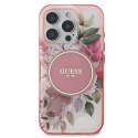 Oryginalne Etui IPHONE 16 PRO Guess Hardcase IML Flower & Tonal Circle MagSafe (GUHMP16LHFWBDCEP) różowe