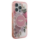 Oryginalne Etui IPHONE 16 PRO Guess Hardcase IML Flower & Tonal Circle MagSafe (GUHMP16LHFWBDCEP) różowe