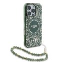 Oryginalne Etui IPHONE 16 PRO Guess Hardcase IML Flowers Allover Electro With Pearl Strap MagSafe (GUHMP16LHCPOFPA) zielone