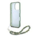 Oryginalne Etui IPHONE 16 PRO Guess Hardcase IML Flowers Allover Electro With Pearl Strap MagSafe (GUHMP16LHCPOFPA) zielone