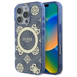 Oryginalne Etui IPHONE 16 PRO Guess Hardcase IML Peony On 4G Background MagSafe (GUHMP16LH4PYEEB) niebieskie