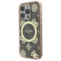 Oryginalne Etui IPHONE 16 PRO Guess Hardcase IML Peony On 4G Background MagSafe (GUHMP16LH4PYEEW) brązowe