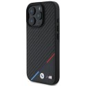 Oryginalne Etui IPHONE 16 PRO MAX BMW Hardcase M Carbon Tricolor Line MagSafe (BMHMP16X23PUDTK) czarne