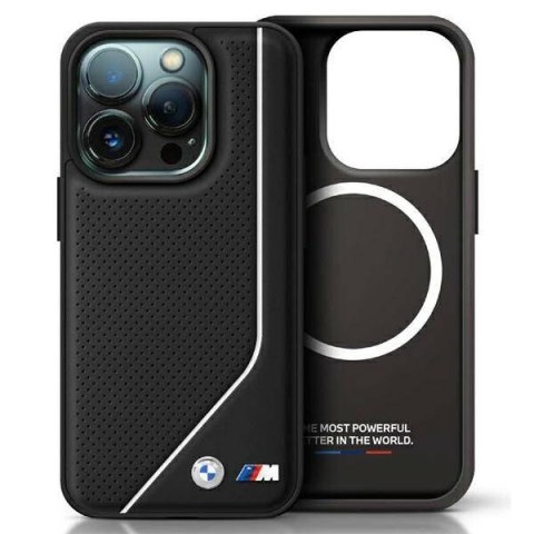 Oryginalne Etui IPHONE 16 PRO MAX BMW Hardcase M Perforated Twisted Line MagSafe (BMHMP16X23PUCPK) czarne