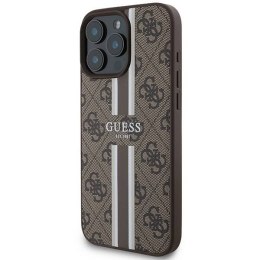 Oryginalne Etui IPHONE 16 PRO MAX Guess Hardcase 4G Printed Stripes MagSafe (GUHMP16XP4RPSW) brązowe