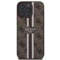 Oryginalne Etui IPHONE 16 PRO MAX Guess Hardcase 4G Printed Stripes MagSafe (GUHMP16XP4RPSW) brązowe