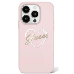 Oryginalne Etui IPHONE 16 PRO MAX Guess Hardcase IML Heart (GUHCP16XHCHGSPP) różowe