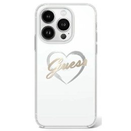 Oryginalne Etui IPHONE 16 PRO MAX Guess Hardcase IML Heart (GUHCP16XHCHGSPT) transparentne