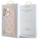 Oryginalne Etui IPHONE 16 Guess Hardcase 4G Logo Plate MagSafe (GUHMP16SU4GPRP) różowe