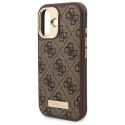 Oryginalne Etui IPHONE 16 Guess Hardcase 4G Logo Plate MagSafe (GUHMP16SU4GPRW) brązowe