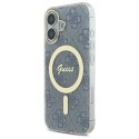 Oryginalne Etui IPHONE 16 Guess Hardcase IML 4G MagSafe (GUHMP16SH4STB) niebieskie