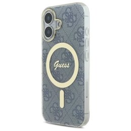 Oryginalne Etui IPHONE 16 Guess Hardcase IML 4G MagSafe (GUHMP16SH4STB) niebieskie