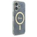 Oryginalne Etui IPHONE 16 Guess Hardcase IML 4G MagSafe (GUHMP16SH4STB) niebieskie