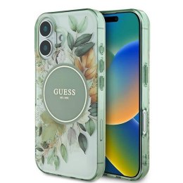 Oryginalne Etui IPHONE 16 Guess Hardcase IML Flower & Tonal Circle MagSafe (GUHMP16SHFWBDCEN) zielone