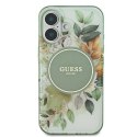 Oryginalne Etui IPHONE 16 Guess Hardcase IML Flower & Tonal Circle MagSafe (GUHMP16SHFWBDCEN) zielone