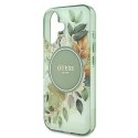 Oryginalne Etui IPHONE 16 Guess Hardcase IML Flower & Tonal Circle MagSafe (GUHMP16SHFWBDCEN) zielone