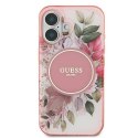 Oryginalne Etui IPHONE 16 Guess Hardcase IML Flower & Tonal Circle MagSafe (GUHMP16SHFWBDCEP) różowe