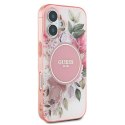 Oryginalne Etui IPHONE 16 Guess Hardcase IML Flower & Tonal Circle MagSafe (GUHMP16SHFWBDCEP) różowe