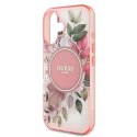 Oryginalne Etui IPHONE 16 Guess Hardcase IML Flower & Tonal Circle MagSafe (GUHMP16SHFWBDCEP) różowe