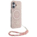 Oryginalne Etui IPHONE 16 Guess Hardcase IML Flowers Allover Electro With Pearl Strap MagSafe (GUHMP16SHCPOFPP) różowe