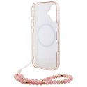 Oryginalne Etui IPHONE 16 Guess Hardcase IML Flowers Allover Electro With Pearl Strap MagSafe (GUHMP16SHCPOFPP) różowe