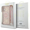 Oryginalne Etui IPHONE 16 Guess Hardcase IML Flowers Allover Electro With Pearl Strap MagSafe (GUHMP16SHCPOFPP) różowe