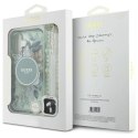 Oryginalne Etui IPHONE 16 Guess Hardcase IML Flowers With Pearl Strap MagSafe (GUHMP16SHFWBRCESN) zielone