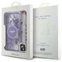 Oryginalne Etui IPHONE 16 Guess Hardcase IML Flowers With Pearl Strap MagSafe (GUHMP16SHFWBRCESU) fioletowe