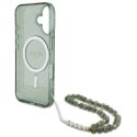 Oryginalne Etui IPHONE 16 Guess Hardcase IML Glitter With Pearl Strap MagSafe (GUHMP16SHGCRELSA) zielone