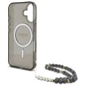 Oryginalne Etui IPHONE 16 Guess Hardcase IML Glitter With Pearl Strap MagSafe (GUHMP16SHGCRELSK) czarne