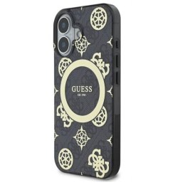 Oryginalne Etui IPHONE 16 Guess Hardcase IML Peony On 4G Background MagSafe (GUHMP16SH4PYEEK) czarne