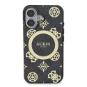 Oryginalne Etui IPHONE 16 Guess Hardcase IML Peony On 4G Background MagSafe (GUHMP16SH4PYEEK) czarne