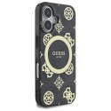 Oryginalne Etui IPHONE 16 Guess Hardcase IML Peony On 4G Background MagSafe (GUHMP16SH4PYEEK) czarne