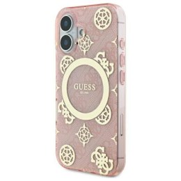 Oryginalne Etui IPHONE 16 Guess Hardcase IML Peony On 4G Background MagSafe (GUHMP16SH4PYEEP) różowe