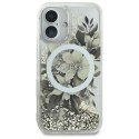 Oryginalne Etui IPHONE 16 Guess Hardcase Liquid Glitter Flower MagSafe (GUHMP16SLFMWTE) beżowe