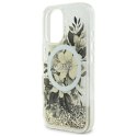 Oryginalne Etui IPHONE 16 Guess Hardcase Liquid Glitter Flower MagSafe (GUHMP16SLFMWTE) beżowe