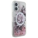 Oryginalne Etui IPHONE 16 Guess Hardcase Liquid Glitter Flower MagSafe (GUHMP16SLFMWTP) różowe