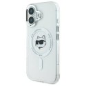 Oryginalne Etui IPHONE 16 Karl Lagerfeld Hardcase IML Metal Choupette Head MagSafe (KLHMP16SHLSCHH) białe