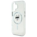 Oryginalne Etui IPHONE 16 Karl Lagerfeld Hardcase IML Metal Choupette Head MagSafe (KLHMP16SHLSCHH) białe