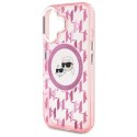 Oryginalne Etui IPHONE 16 Karl Lagerfeld IML Monogram Karl&Choupette Head MagSafe (KLHMP16SHMCKMHP) różowe