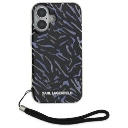 Oryginalne Etui IPHONE 16 Karl Lagerfeld Zebra With Cord (KLHCP16SHZBPKCCU) fioletowe